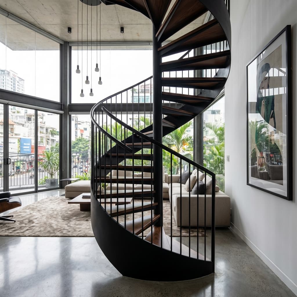 Cầu Thang Sắt Xoắn Ốc Nghệ Thuật