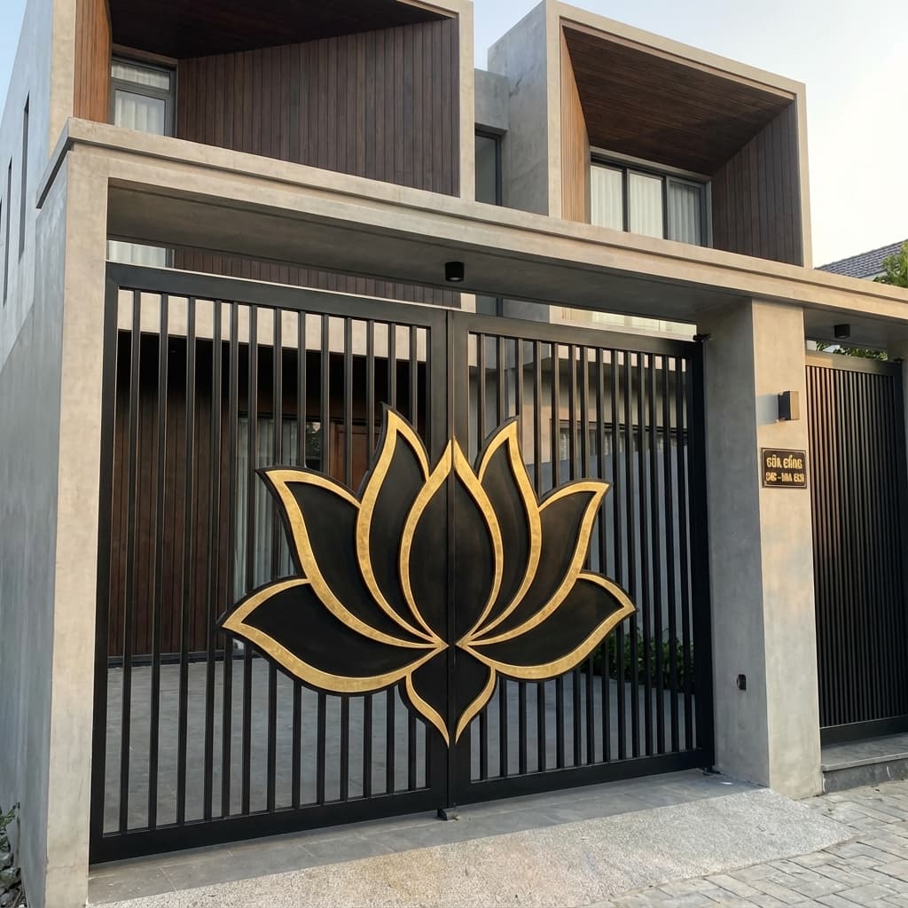 Cửa Cổng Sắt CNC Hoa Sen
